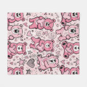 Süßer Teddybär Rosa Muster Fleecedecke (Vorderseite (Horizontal))