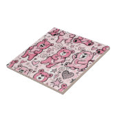 Süßer Teddybär Rosa Muster Fliese (Seite)