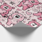 Süßer Teddybär Rosa Muster Geschenkpapier (Ecke)