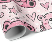 Süßer Teddybär Rosa Muster Geschenkpapier (Rolleneckpunkt)