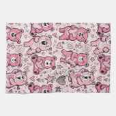 Süßer Teddybär Rosa Muster Geschirrtuch (Horizontal)
