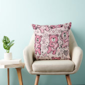 Süßer Teddybär Rosa Muster Kissen (Stuhl )