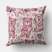 Süßer Teddybär Rosa Muster Kissen (Rückseite)