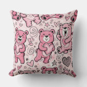 Süßer Teddybär Rosa Muster Kissen (Vorderseite)
