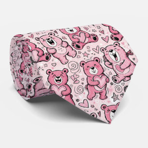 Süßer Teddybär Rosa Muster Krawatte