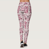 Süßer Teddybär Rosa Muster Leggings (Rückseite)