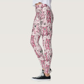 Süßer Teddybär Rosa Muster Leggings (Links)