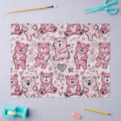 Süßer Teddybär Rosa Muster Seidenpapier (Basteln)
