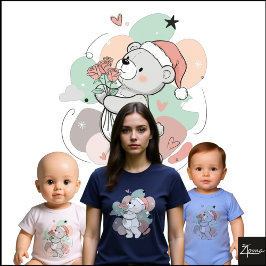 Süßer Teddybär Santa Rose Pastell T-Shirt