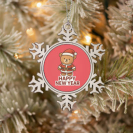 Süßer Teddybär-Santa-Silvester-Aufkleber Schneeflocken Zinn-Ornament