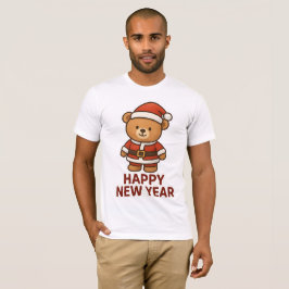 Süßer Teddybär-Santa-Silvester-Aufkleber T-Shirt