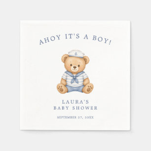 Süßer Teddybär Seemann Nautical Baby Boy Shower Serviette