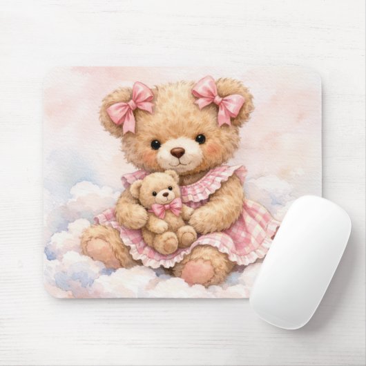 Süßer Teddybär sitzt auf einer Wolke Mousepad (Mit Mouse)