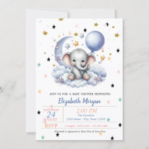 Süßer Teddybär Sterne Prinzessin Babyparty Einladung