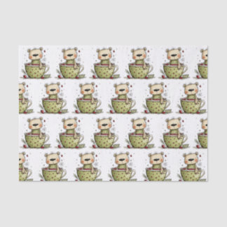 Süßer Teddybär Teetasse Erdbeere Whimsical Seidenpapier