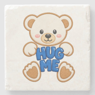 Süßer Teddybär Umarme Mich Stickerei Stil Süßer Bä Steinuntersetzer