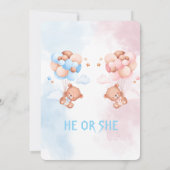 Süßer Teddybär und rosa blaue Ballons - Babyshower Einladung (Rückseite)