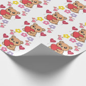 Süßer Teddybär Valentinstag Geschenkpapier (Ecke)