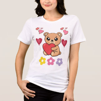 Süßer Teddybär Valentinstag Tri-Blend Shirt
