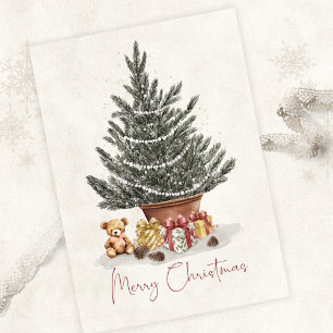 Süßer Teddybär-Weihnachtsbaum-Grußkarte Karte