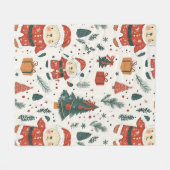 Süßer Teddybär & Weihnachtsmann auf Weiß (1) Fleecedecke (Vorderseite (Horizontal))