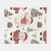Süßer Teddybär & Weihnachtsmann auf Weiß (2) Fleecedecke (Vorderseite (Horizontal))