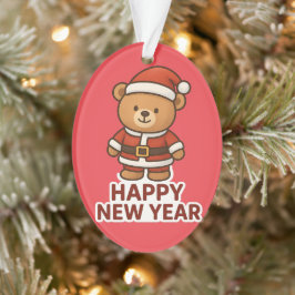 Süßer Teddybär Weihnachtsmann Frohes Neues Jahr Au Ornament