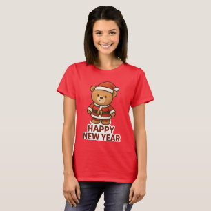 Süßer Teddybär Weihnachtsmann Frohes Neues Jahr Au T-Shirt