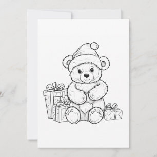 Süßer Teddybär Weihnachtsmann Kinder Malbuch Weihn Feiertagskarte