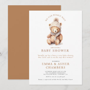 Süßer Teddybär Winter-Baby-Party Einladung
