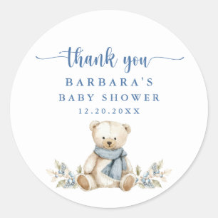 Süßer Teddybär Winter-Baby-Shower-Dankeschön Runder Aufkleber