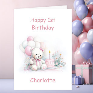 Süßer Teddybär zum 1. Geburtstag Karte