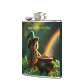 Süßer Teddybär zum St. Patrick's Day Flachmann (Links)