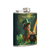 Süßer Teddybär zum St. Patrick's Day Flachmann (Rechts)