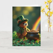 Süßer Teddybär zum St. Patrick's Day Karte (Gelbe Blume)