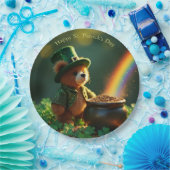 Süßer Teddybär zum St. Patrick's Day Pappteller (Party)