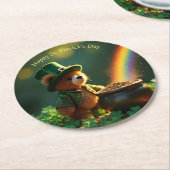 Süßer Teddybär zum St. Patrick's Day Runder Pappuntersetzer (Angewinkelt)