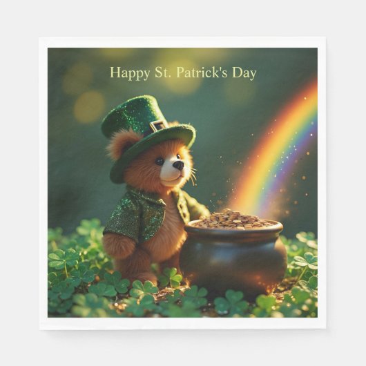 Süßer Teddybär zum St. Patrick's Day Serviette (Vorderseite)