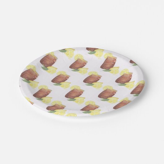 Süßer Tee mit Zitronenpapier Pappteller (Schrägansicht)