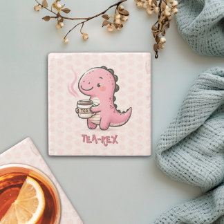 Süßer Tee-Rex, anpassbar Dinosaurier Tierpuppe Steinuntersetzer