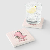 Süßer Tee-Rex, anpassbar Dinosaurier Tierpuppe Steinuntersetzer (Seitenansicht)