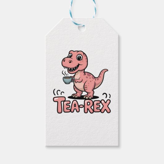 Süßer Tee-Rex rosa Dinosaurier – Schluck passiert! Geschenkanhänger (Vorderseite)