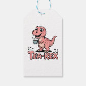 Süßer Tee-Rex rosa Dinosaurier – Schluck passiert! Geschenkanhänger (Rückseite)