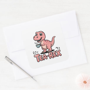 Süßer Tee-Rex rosa Dinosaurier – Schluckauf! Quadratischer Aufkleber