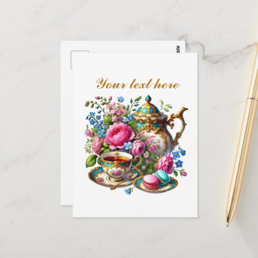 Süßer Tee Shop anpassbar Postkarte (Vorderseite/Rückseite Beispiel)