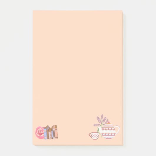 Süßer Tee und Bücher Post-it Klebezettel (Vorderseite)