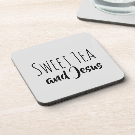 Süßer Tee und Jesus Getränkeuntersetzer (Linke Seite)
