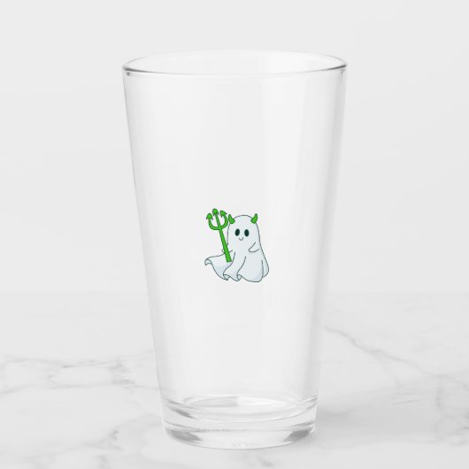 Süßer Teufel Geist mit grünem Dreizack Glas (Vorderseite)