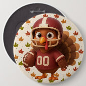 Süßer Thanksgiving-Tag-Fußballtruthahn Button (Vorne & Hinten)