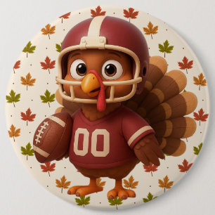 Süßer Thanksgiving-Tag-Fußballtruthahn Button